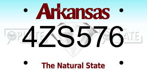 4ZS576 Arkansas License Plate