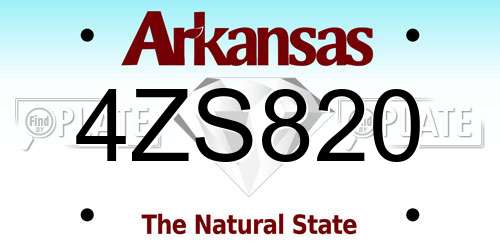 4ZS820 Arkansas License Plate