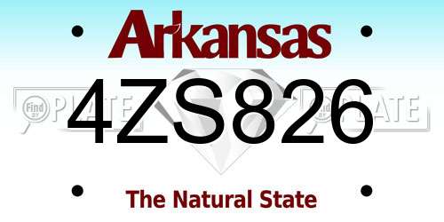 4ZS826 Arkansas License Plate