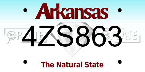 4ZS863 Arkansas License Plate