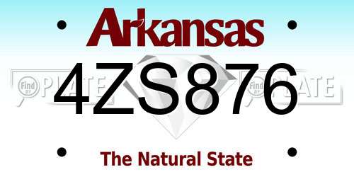 4ZS876 Arkansas License Plate