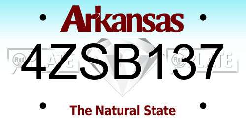 4ZSB137 Arkansas License Plate