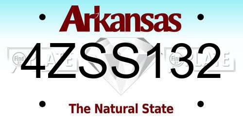 4ZSS132 Arkansas License Plate