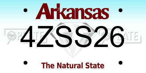4ZSS26 Arkansas License Plate