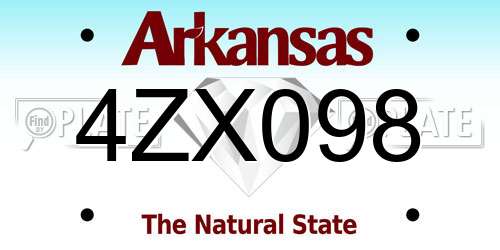 4ZX098 Arkansas License Plate