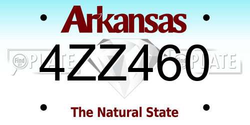 4ZZ460 Arkansas License Plate