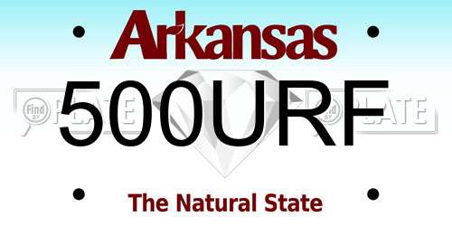 500URF Arkansas License Plate