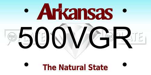 500VGR Arkansas License Plate
