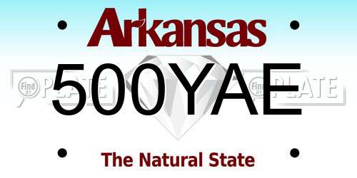 500YAE Arkansas License Plate