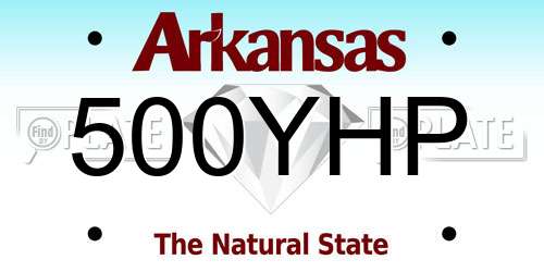 500YHP Arkansas License Plate