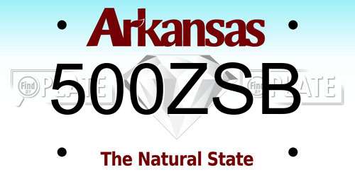 500ZSB Arkansas License Plate