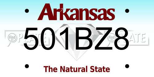 501BZ8 Arkansas License Plate
