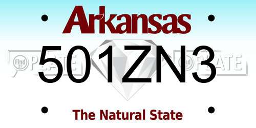 501ZN3 Arkansas License Plate