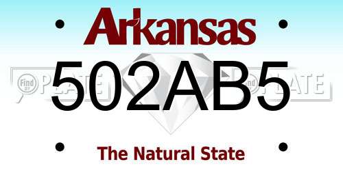 502AB5 Arkansas License Plate