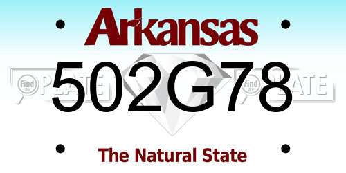 502G78 Arkansas License Plate