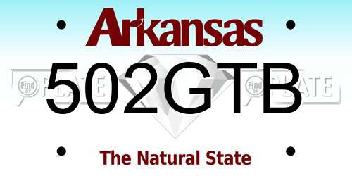 502GTB Arkansas License Plate