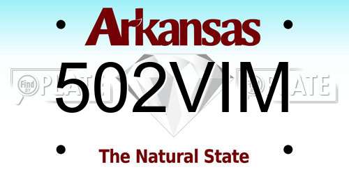 502VIM Arkansas License Plate