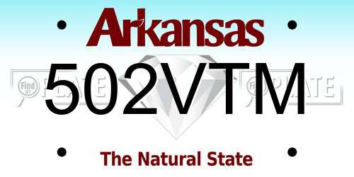 502VTM Arkansas License Plate