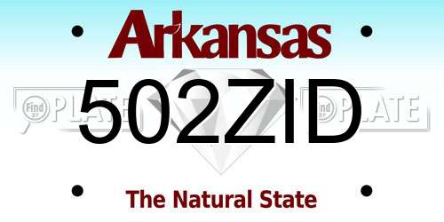 502ZID Arkansas License Plate