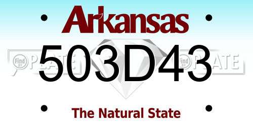 503D43 Arkansas License Plate