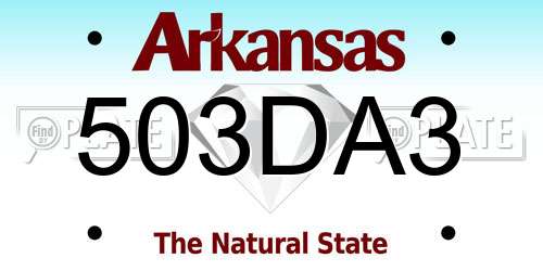 503DA3 Arkansas License Plate