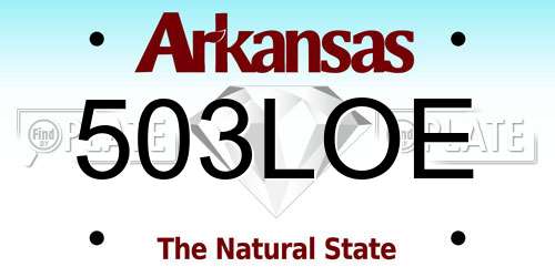 503LOE Arkansas License Plate