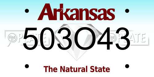 503O43 Arkansas License Plate
