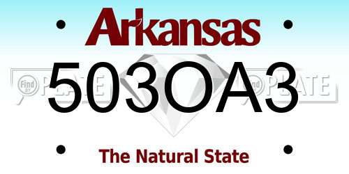503OA3 Arkansas License Plate