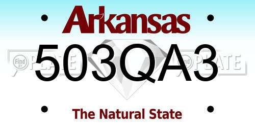 503QA3 Arkansas License Plate