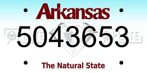 5043653 Arkansas License Plate