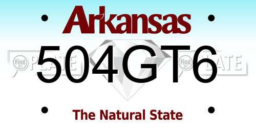 504GT6 Arkansas License Plate