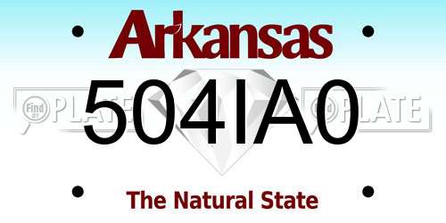 504IA0 Arkansas License Plate