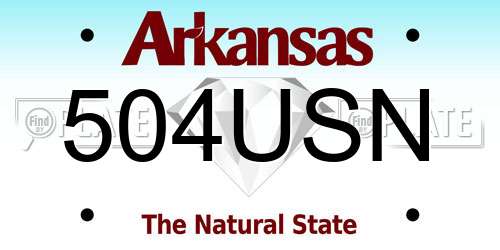 504USN Arkansas License Plate