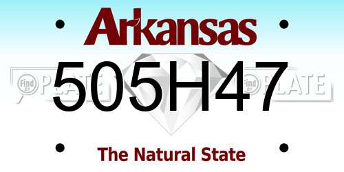 505H47 Arkansas License Plate