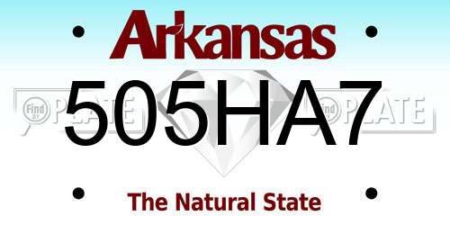 505HA7 Arkansas License Plate