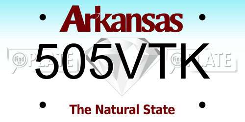 505VTK Arkansas License Plate