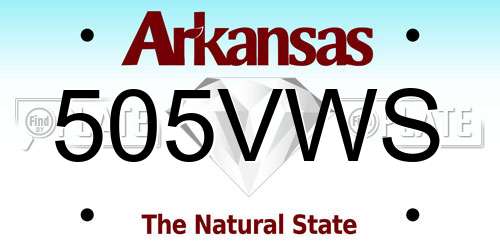 505VWS Arkansas License Plate