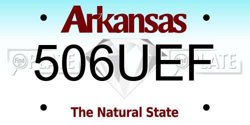 506UEF Arkansas License Plate