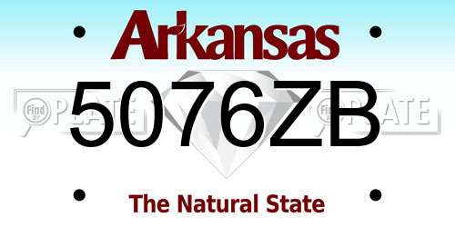 5076ZB Arkansas License Plate