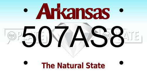 507AS8 Arkansas License Plate