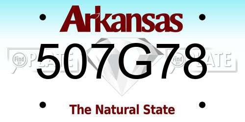 507G78 Arkansas License Plate