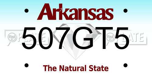 507GT5 Arkansas License Plate
