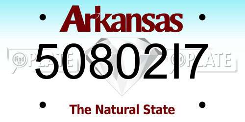 50802I7 Arkansas License Plate