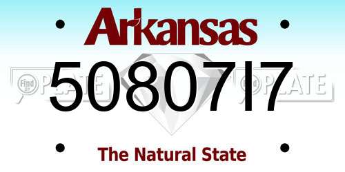 50807I7 Arkansas License Plate