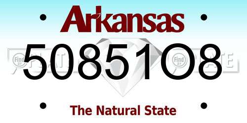 50851O8 Arkansas License Plate