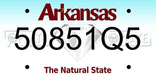 50851Q5 Arkansas License Plate