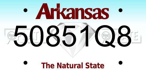 50851Q8 Arkansas License Plate