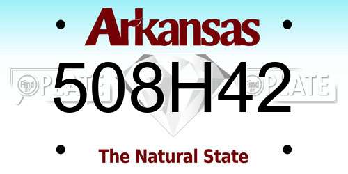 508H42 Arkansas License Plate