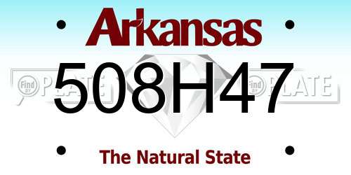 508H47 Arkansas License Plate