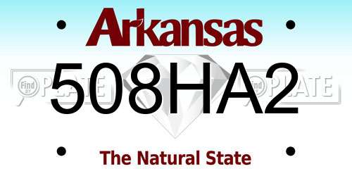 508HA2 Arkansas License Plate